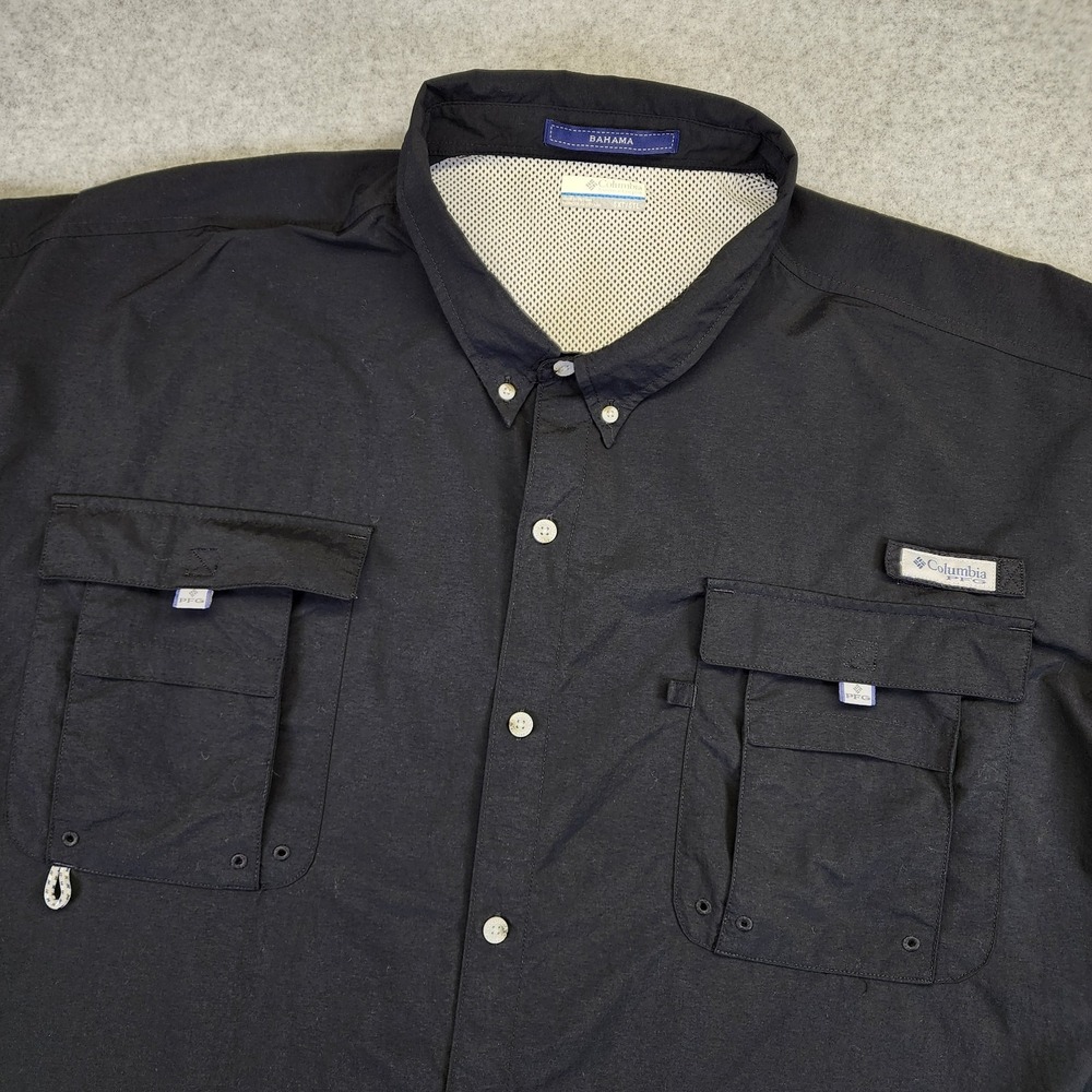 Columbia PFG Bahama Shirt Mens 5XLT TALL Short Sleeve Black Fishing Vented